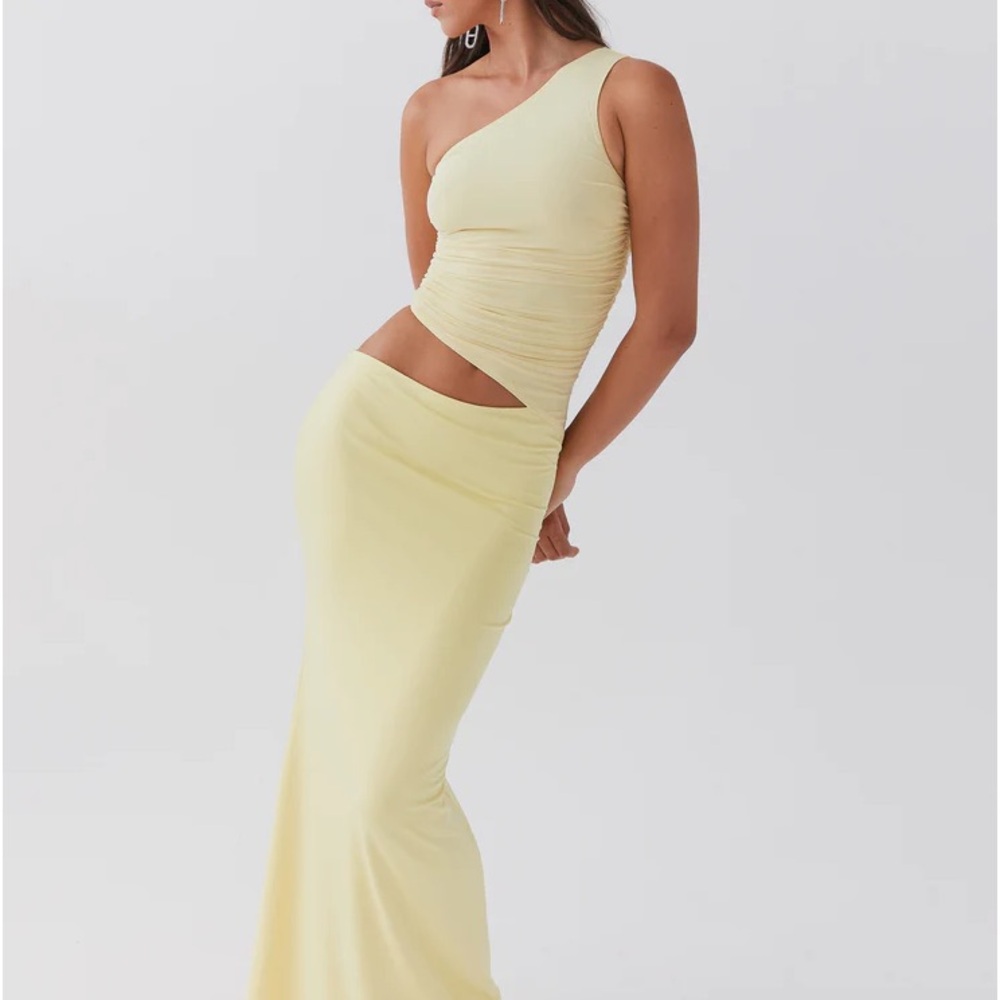 Peppermayo Seranella One Shoulder Maxi Dress - Lemon